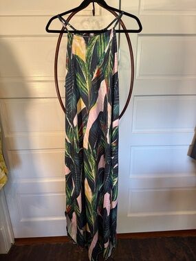 For G and PL Tropical Leaf Maxi Dress Shirttail Hem XL
